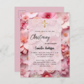 Rosa Blume Christina Einladungspostkarte (Vorne/Hinten)