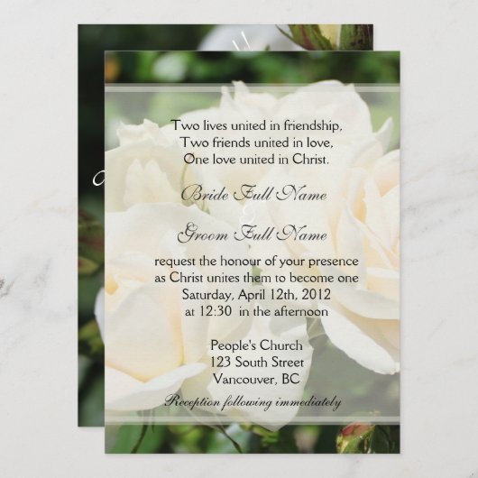 Rosa Blume Christlich Einladung (Vorne/Hinten)