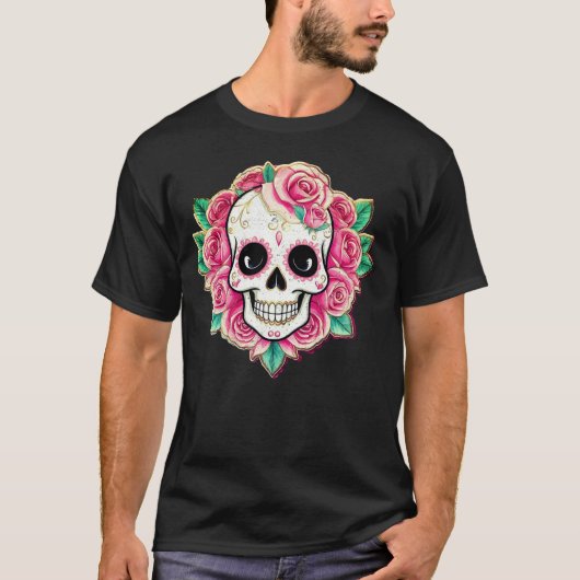 Rosa Blume Coquette Blumenstrauß Rose Skelett T-Shirt (Vorderseite)