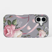 Rosa Blume Coquette Muster iPhone 16 Hülle (Rückseite (Horizontal))