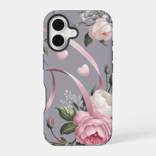 Rosa Blume Coquette Muster iPhone 16 Hülle (Rückseite)