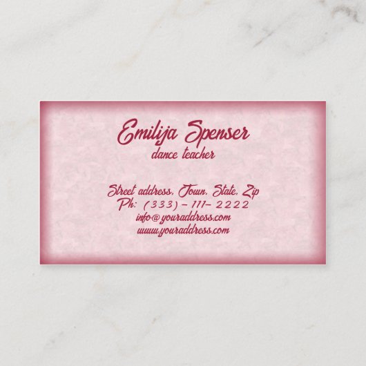 Rosa Blume Couple Dance Studio Business Card Visitenkarte (Rückseite)