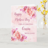 Rosa Blume Cousin Glückliche Muttertagskarte Karte (Gelbe Blume)