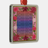 Rosa Blume Custom Square Silver Ornament (Rechts)