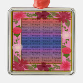 Rosa Blume Custom Square Silver Ornament (Vorne)