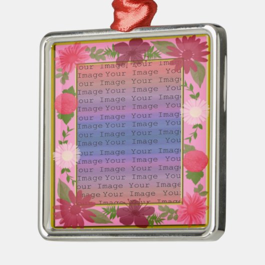 Rosa Blume Custom Square Silver Ornament (Links)