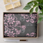 Rosa Blume Damask on Skulls on Grau Decoupage Seidenpapier (Geschenk)