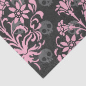 Rosa Blume Damask on Skulls on Grau Decoupage Seidenpapier (Detail)