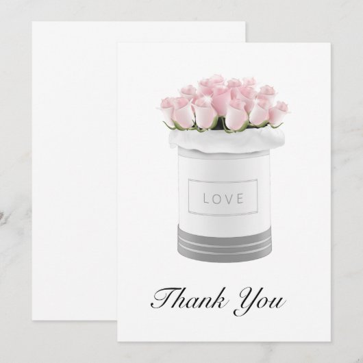 Rosa Blume Danke Karte (Vorne/Hinten)