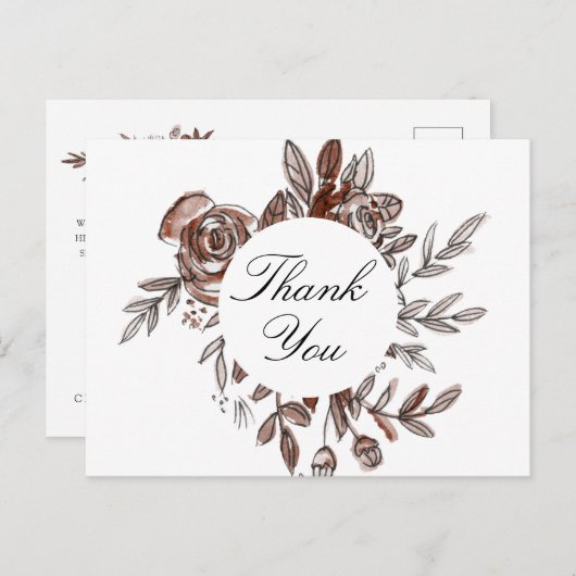 Rosa Blume Dankeschön an die Postkarte (Vorne/Hinten)