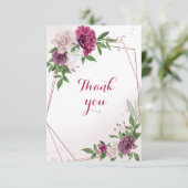 Rosa Blume Dankeskarte (Stehend Vorderseite)