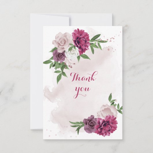 Rosa Blume Dankeskarte (Vorderseite)