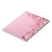 Rosa Blume Dekoration mit rosa Hintergrund Notizblock (Rotiert)