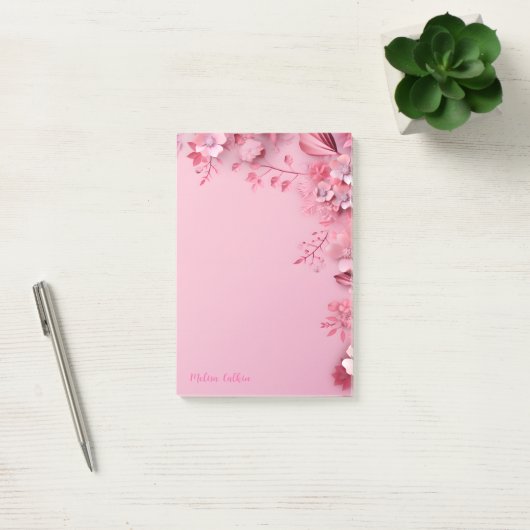 Rosa Blume Dekoration mit rosa Hintergrund Post-it Klebezettel (Büro)