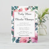 Rosa Blume Delikate Hochzeit Einladung (Stehend Vorderseite)