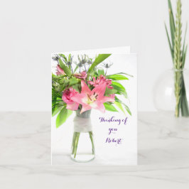 Rosa Blume Denken Sie an Sie bald gut Card Karte