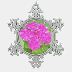 Rosa Blume des Regentropfens Schneeflocken Zinn-Ornament