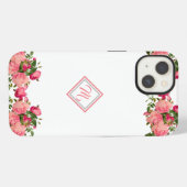Rosa Blume Design mit iPhone-Initial-Case-Mate C iPhone Hülle (Rückseite (Horizontal))