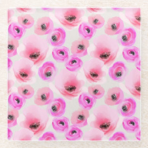 Rosa Blume Digitale Kunst Glasuntersetzer