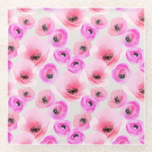 Rosa Blume Digitale Kunst Glasuntersetzer (Vorderseite)