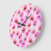 Rosa Blume Digitale Kunst Große Wanduhr (Winkel)