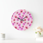 Rosa Blume Digitale Kunst Große Wanduhr (Zuhause)