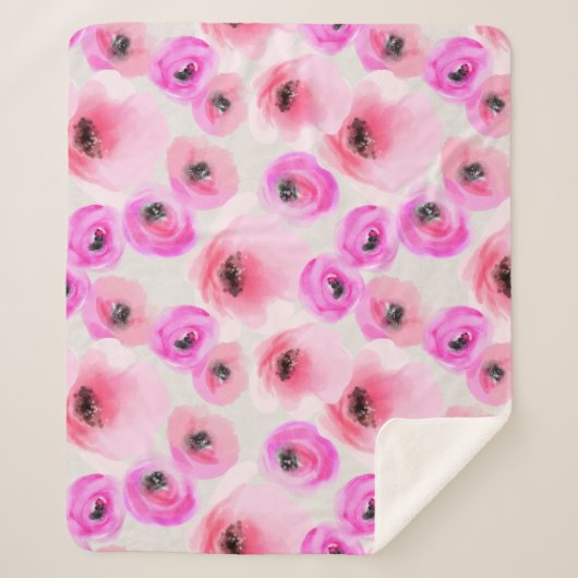 Rosa Blume Digitale Kunst Sherpadecke (Vorderseite)