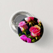 Rosa Blume - Digitales Kunstwerk Button (Vorne & Hinten)