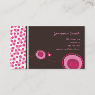 Rosa Blume Dots and Happy Bird Fun Visitenkarte /