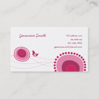 Rosa Blume Dots and Happy Bird Fun Visitenkarte /