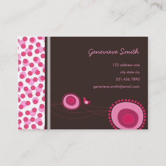 Rosa Blume Dots und Visitenkarte für glücklichen V (Vorderseite)