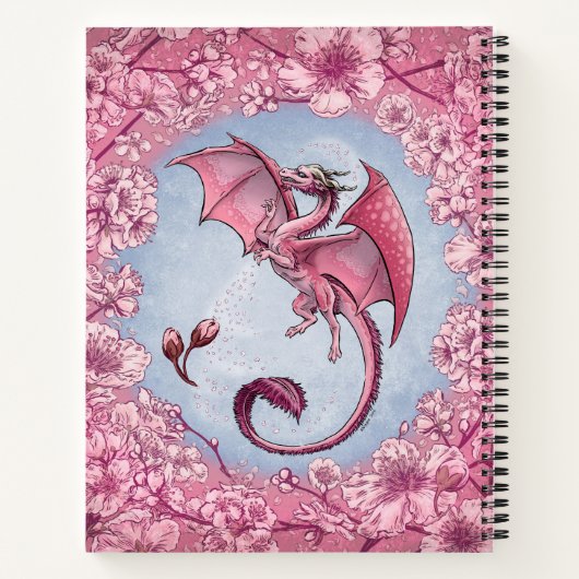 Rosa Blume "Dragon of Spring" Fantasy Art Notizblock (Rückseite)