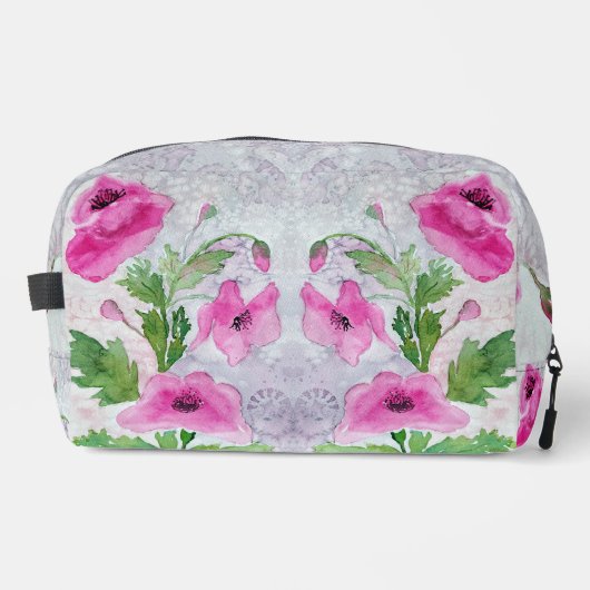 Rosa Blume Druckknopfbeutel Waschbeutel (Vorderseite)