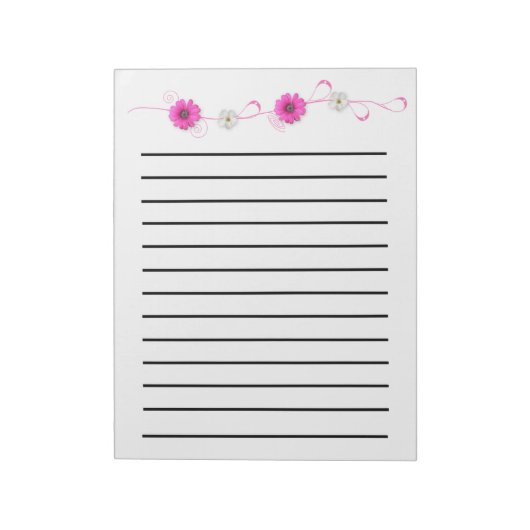 Rosa Blume, dunkel gestrichen Notizblock (Rotiert)