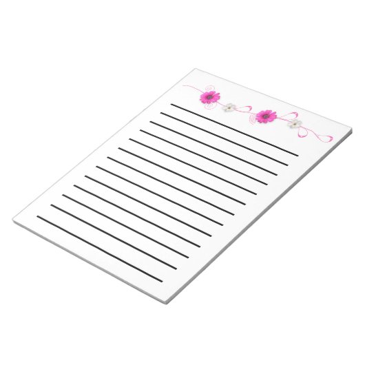 Rosa Blume, dunkel gestrichen Notizblock (angewinkelt)