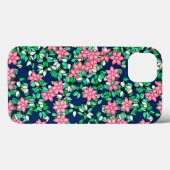 Rosa Blume, dunkelblauer Hintergrund Case-Mate iPhone Hülle (Rückseite (Horizontal))