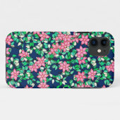 Rosa Blume, dunkelblauer Hintergrund Case-Mate iPhone Hülle (Rückseite (Horizontal))
