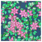 Rosa Blume, dunkelblauer Hintergrund Stoff (Nahaufnahme)