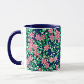 Rosa Blume, dunkelblauer Hintergrund Tasse (Links)