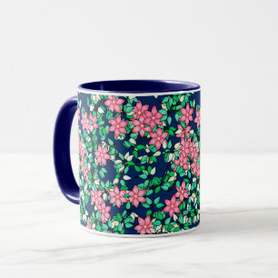 Rosa Blume, dunkelblauer Hintergrund Tasse