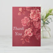 Rosa Blume Dunkelrosa Hintergrund Danke Karte (Stehend Vorderseite)
