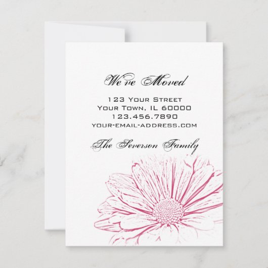 Rosa Blume Effekt Änderung der Adressenankündigung Ankündigung (Vorderseite)