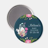 Rosa Blume, Ei, Flamingo & Bunny Baby Dusche Magnet (Vorderseite/Rückseite)