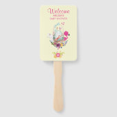 Rosa Blume, Ei, Flamingo & Bunny Watercolor Fächer (Rückseite)