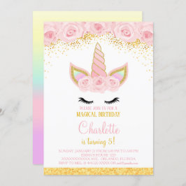 Rosa Blume Einhorn Geburtstag Einladung