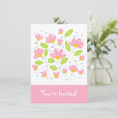 Rosa Blume Einladung (Stehend Vorderseite)