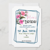 Rosa Blume Einladung (Vorderseite)