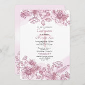 Rosa Blume Einladung (Vorne/Hinten)