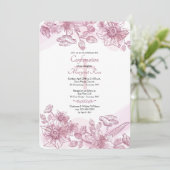 Rosa Blume Einladung (Stehend Vorderseite)