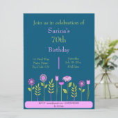 Rosa Blume Einladung (Stehend Vorderseite)